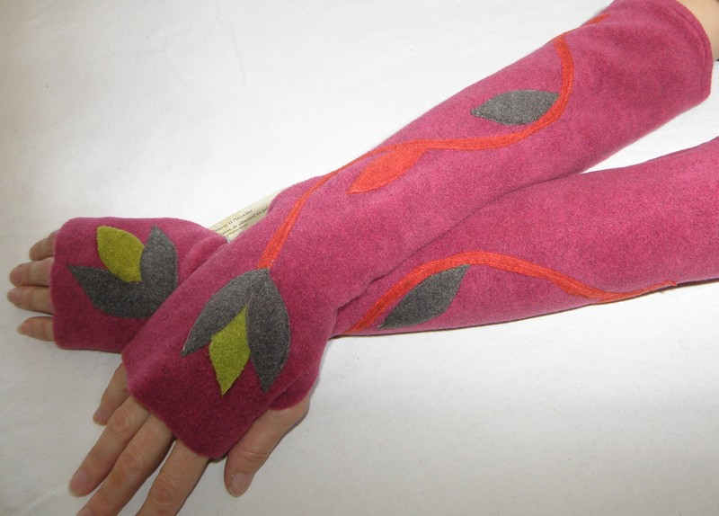 Mitaine très fuchsia terre grenade et vert anis-1101