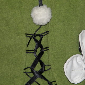 Veste polaire col lutin à lacets vert jeune pousse, écru et noir T40-3694