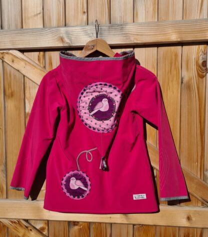 Veste lutin en softshell fuchsia "oiseau" Taille 10 ans
