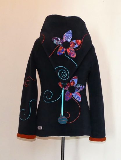 Veste princesse lutin en polaire marine et sea blue T40