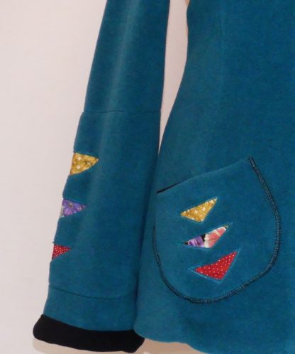 Veste polaire sea blue et noir coupe princesse et col châle T40 – Image 3