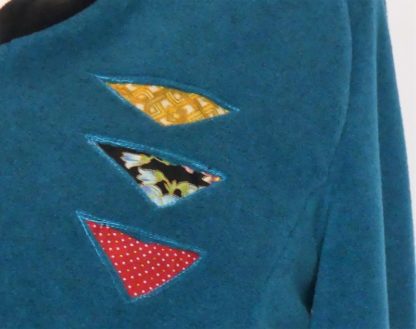 Veste polaire sea blue et noir coupe princesse et col châle T40 – Image 4