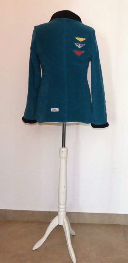 Veste polaire sea blue et noir coupe princesse et col châle T40 – Image 7