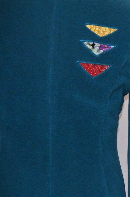 Veste polaire sea blue et noir coupe princesse et col châle T40 – Image 6