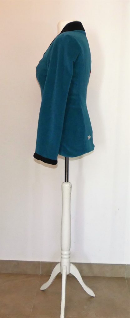 Veste polaire sea blue et noir coupe princesse et col châle T40 – Image 5