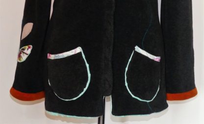 Veste longue lutin en polaire anthracite et vert d'eau T40 – Image 3