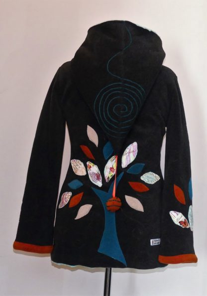Veste longue lutin en polaire anthracite et vert d'eau T40