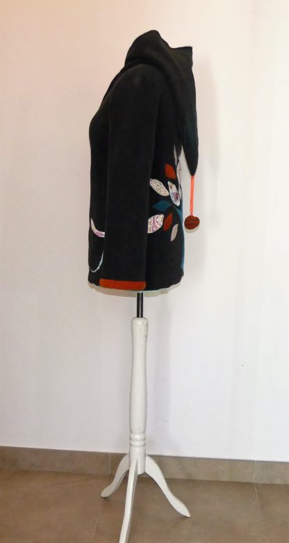 Veste longue lutin en polaire anthracite et vert d'eau T40 – Image 10