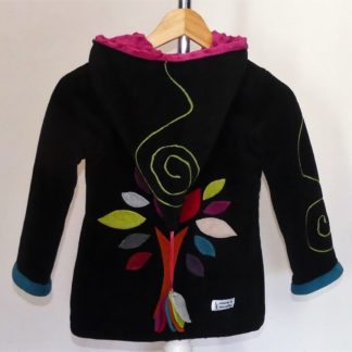 VESTE POLAIRE LURIN FILLE NOIRE ET MINKY ROSE 10 ANS
