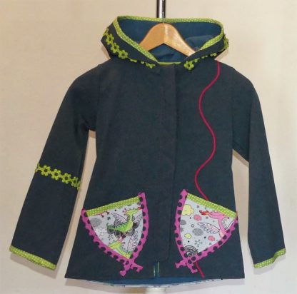 Veste lutin en softshell bleu jean chiné + "dragon heureux" – Image 2