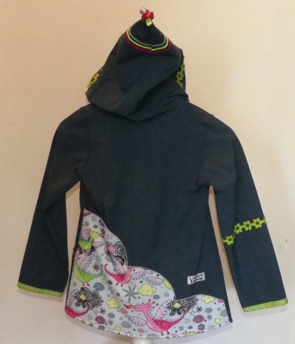 Veste lutin en softshell bleu jean chiné + "dragon heureux" – Image 4