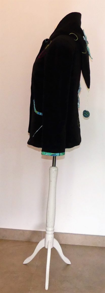 Veste princesse lutin en polaire noire et vert d'eau T42 – Image 2