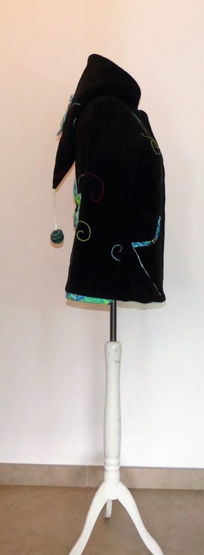 Veste princesse lutin en polaire noire et vert d'eau T42 – Image 5