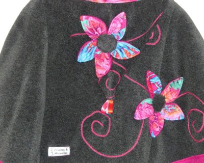 Cape lutin en polaire velours anthracite et pulpe taille 12 ans – Image 5
