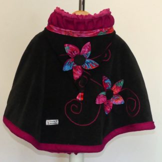Cape lutin en polaire velours anthracite et pulpe taille 12 ans