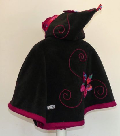 Cape lutin en polaire velours anthracite et pulpe taille 12 ans – Image 3