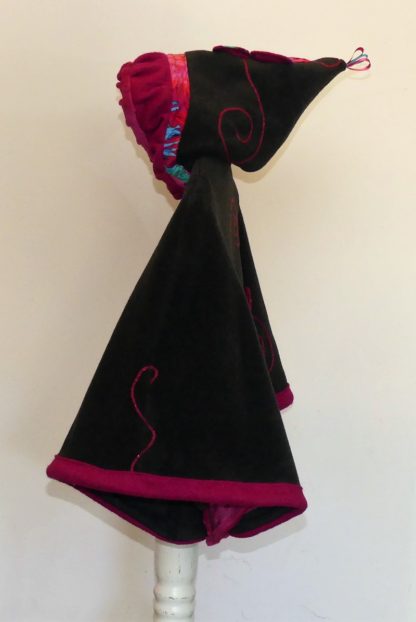 Cape lutin en polaire velours anthracite et pulpe taille 12 ans – Image 4
