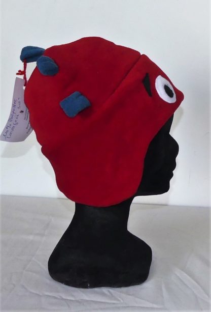 Bonnet en polaire rouge et bleu jean taille 4/5 ans