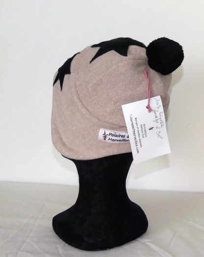 Bonnet en polaire beige rosé et noir taille 4/5 ans
