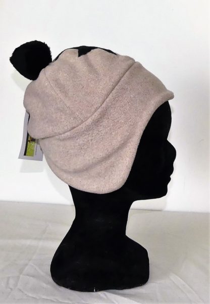 Bonnet en polaire beige rosé et noir taille 4/5 ans – Image 3