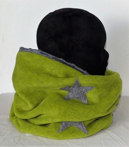 Snood en polaire velours vert anis et minky gris – Image 5