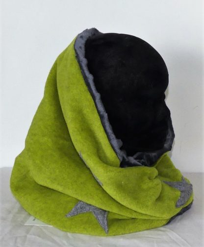 Snood en polaire velours vert anis et minky gris – Image 4
