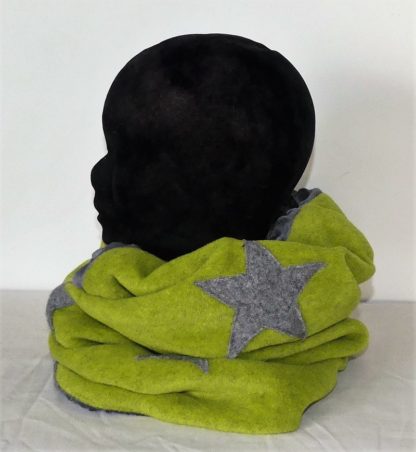 Snood en polaire velours vert anis et minky gris – Image 2