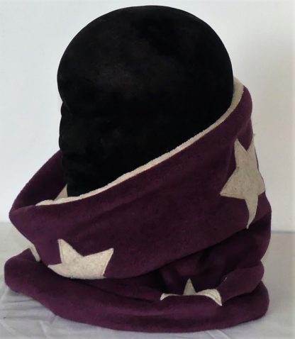 Snood en polaire velours prune et doudou écru 6/10 ans