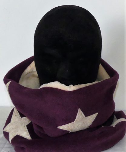 Snood en polaire velours prune et doudou écru 6/10 ans – Image 3