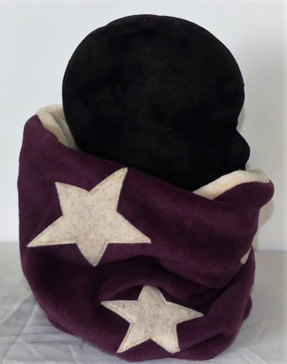 Snood en polaire velours prune et doudou écru 6/10 ans – Image 2