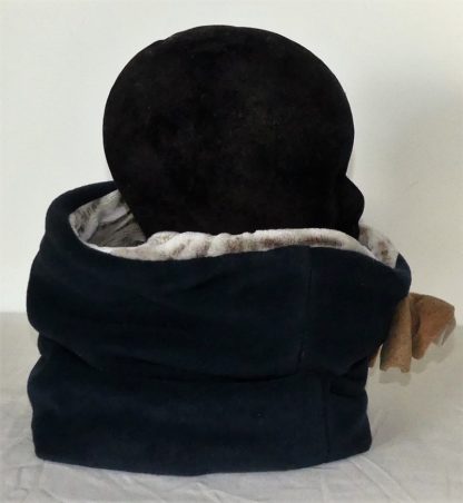 Snood en polaire velours marine et fausse fourrure – Image 2