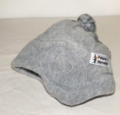 Bonnet en polaire velours gris clair taille 2/3 ans