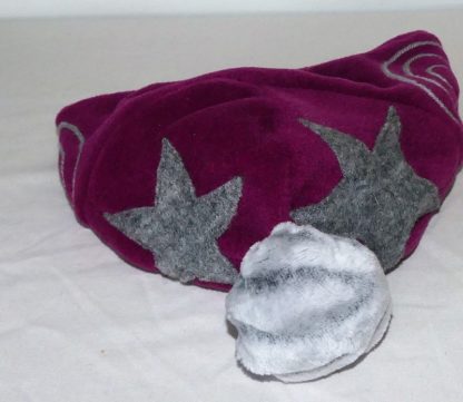 Bonnet en polaire velours pulpe et gris taille 2/3 ans – Image 5