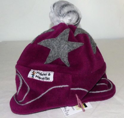 Bonnet en polaire velours pulpe et gris taille 2/3 ans – Image 4
