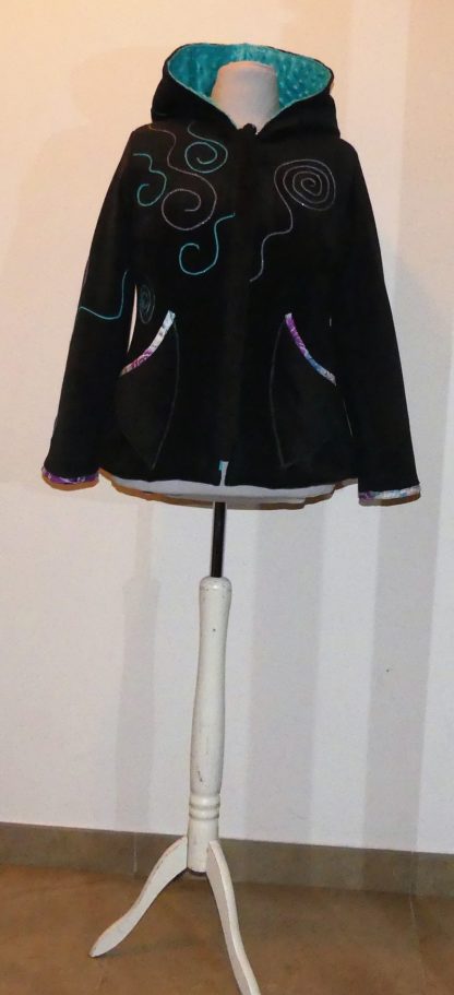 Veste polaire princesse lutin anthracite et turquoise T46 – Image 2