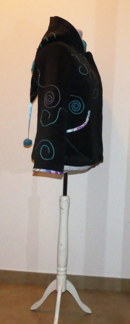 Veste polaire princesse lutin anthracite et turquoise T46 – Image 3