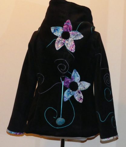 Veste polaire princesse lutin anthracite et turquoise T46