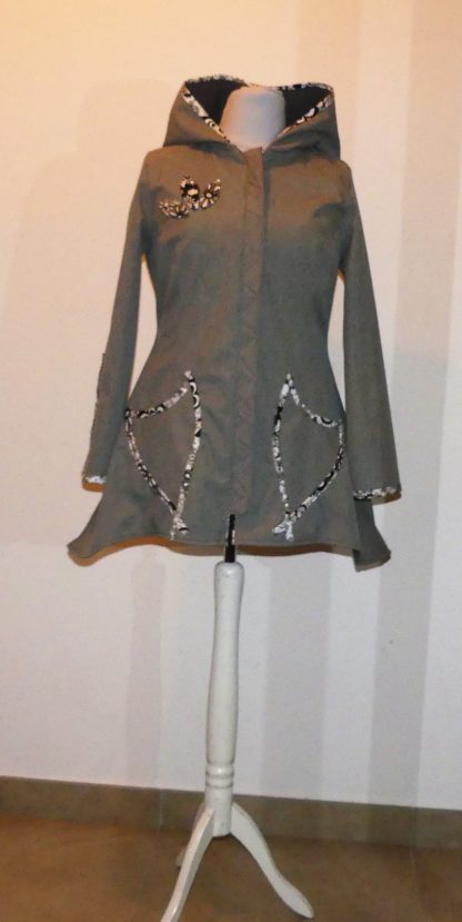 Veste princesse lutin en Softshell gris clair chiné et pulpe T44/46 – Image 2