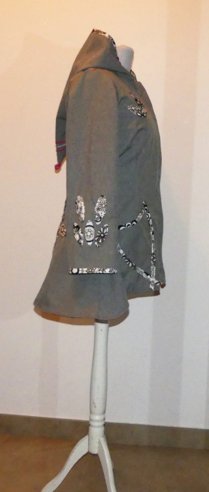 Veste princesse lutin en Softshell gris clair chiné et pulpe T44/46 – Image 3