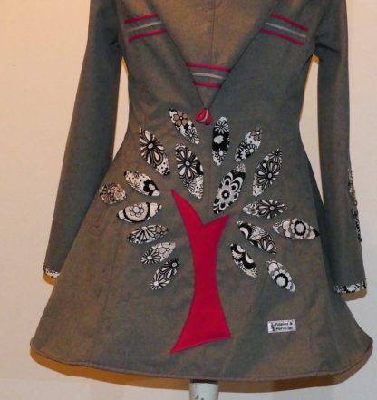 Veste princesse lutin en Softshell gris clair chiné et pulpe T44/46