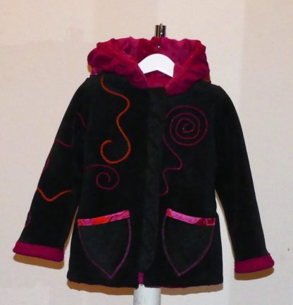 VESTE POLAIRE FILLE LUTIN EN POLAIRE GRIS ET ROSE T3 ANS – Image 3