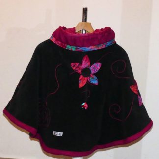 Cape fille en polaire anthracite et minky pulpe