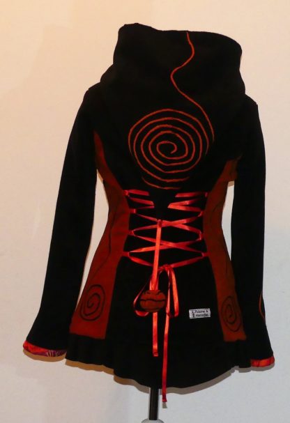 Veste princesse lutin avec lacets et volant, noir et grenade T40/42