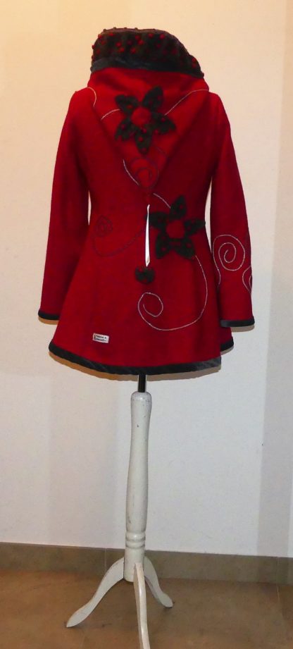 Veste princesse lutin en laine bouillie rouge et gris T42 – Image 6