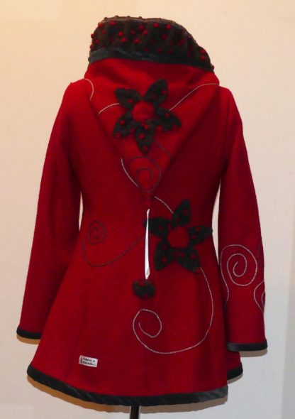 Veste princesse lutin en laine bouillie rouge et gris T42