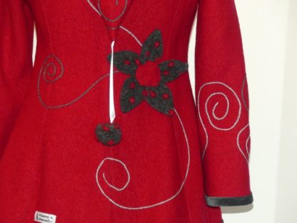 Veste princesse lutin en laine bouillie rouge et gris T42 – Image 3