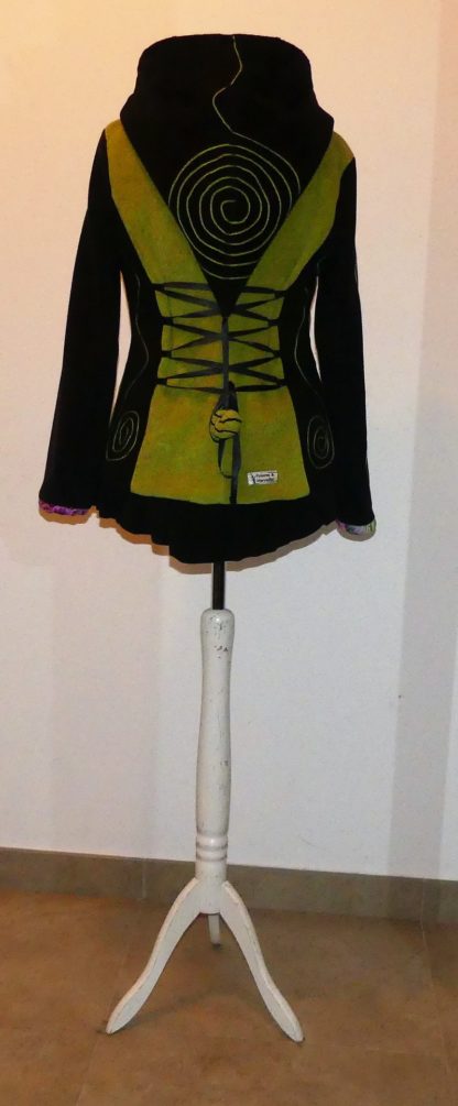 Veste princesse lutin avec volant et lacets, vert anis et noir T42/44 – Image 6