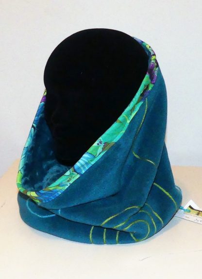 Snood écharpe en polaire velours sea blue doublée minky sea blue