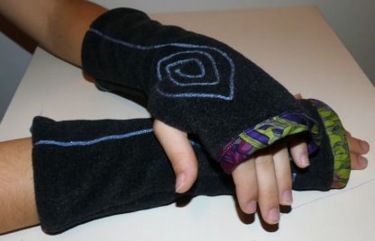 Mitaine en polaire anthracite doublée minky sea blue