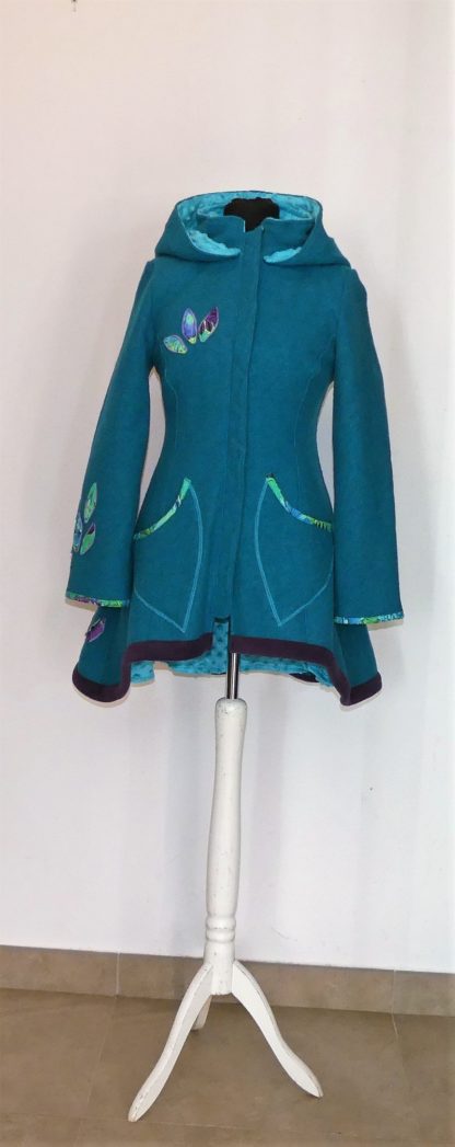 Veste princesse col en laine bouillie turquoise T38 – Image 2